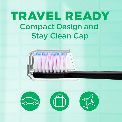 GUM Sonic Powered Toothbrush Refills, Tapered Bristles Clean Below The Gumline, Black 2ct. (Pack of 2)...