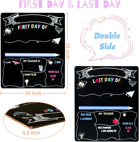 GOTIDEAL First & Last Day of School Board, 10 x 12 Inch Double Sided Back to School Sign for Kids Boys Girls with 5 Chalk Markers, 1st Day of Kind...
