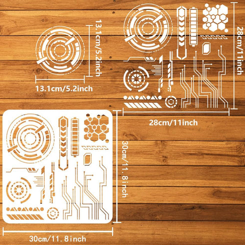 FINGERINSPIRE Science and Technology Stencil for Painting 11.8x11.8 inch Reusable Circuit Board Drawing Template DIY Craft Bullet Tracker Decorati...