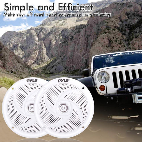 Pyle Marine Speakers - 4 Inch 2 Way Waterproof and Weather Resistant Outdoor Audio Stereo Sound System with 100 Watt Power and Low Profile Slim St...