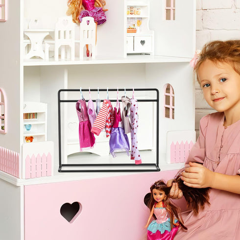 NUOBESTY Doll Clothes Rack Doll Dress Rack, Doll Garment Rack Clothes Hanger Mini Coat Hanger, Compatible with 18 Inch Doll Accessories Metal Doll...