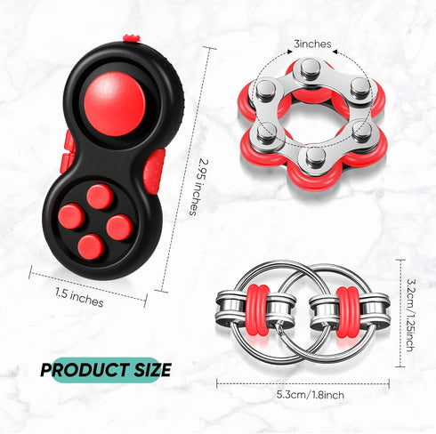 3 Pieces Handheld Mini Sensory Fidget Toy Set Includes Six Roller Chain and Key Flippy Chain Bike Chain Fidget Handheld Fidget Pad Stress Relief T...