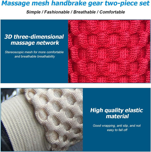 2 Pack Car Gear Shift Knob Cover & Handbrake Cover, Automotive Anti-Slip Breathable Comfortable Handbrake Gear Shift Protector, Vehicle Interior A...