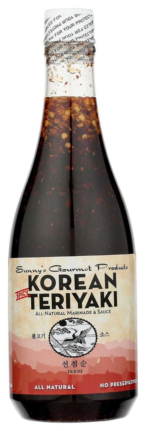 Sunny's Gourmet Korean Spicy Teriyaki Sauce - 15.5 oz., All Natural Marinade, For Grilling Meat or Sautéing Vegetables...