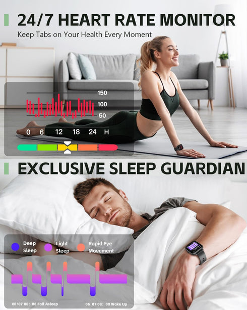 ANCwear Smartwatch for Men Women, 1.83" Touch Screen Fitness Tracker Watch with Heart Rate/SpO2/Sleep Tracking, IP68 Step Counter Watch with 120+ ...