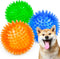 SHARLOVY Squeaky Balls for Dogs Small, Fetch Balls for Dogs Rubber 3 Pack Bright Colors TPR Puppy Toys Dog Toy Balls Dog Squeaky Toys Spike Ball D...