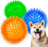 SHARLOVY Squeaky Balls for Dogs Small, Fetch Balls for Dogs Rubber 3 Pack Bright Colors TPR Puppy Toys Dog Toy Balls Dog Squeaky Toys Spike Ball D...