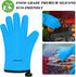 Heat Resistant Silicone Gloves for Cooking, Grilling, and BBQ Non-Slip Grip, Five-Finger Design with Inner Cotton Layer - Perfect for Handling Hot...