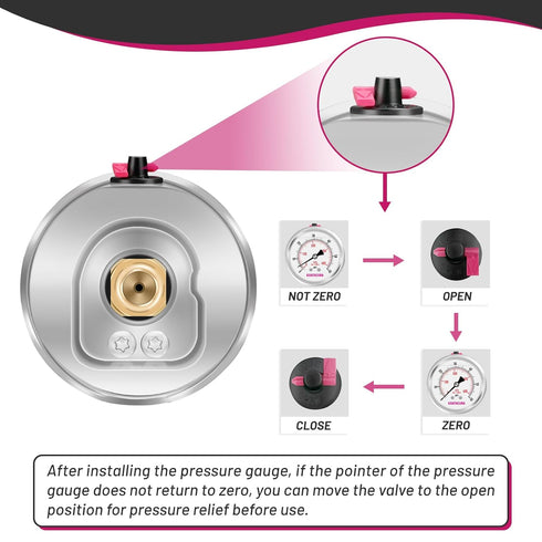 0-60psi/kpa Glycerin Filled Pressure Gauge, 2-1/2" Dial Size, Stainless Steel Case, with Vent Valve, 1/4" NPT Center Back Mount, 2-1-2% Accuracy, ...