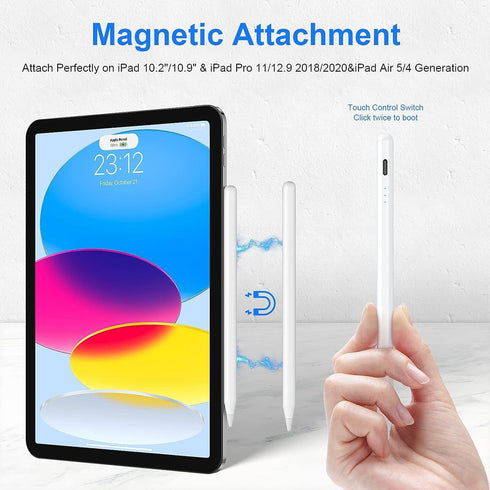 Stylus Pen for iPad 2018-2023, Palm Rejection Tilt Sensor, Magnetic Apple Pen Active Pencil Compatible with iPad Pro 11"/12.9",iPad 10/9/8/7/6,iPa...