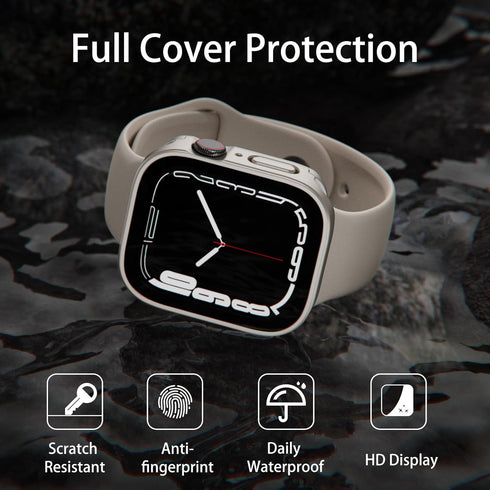 2 Pack Waterproof Case for Apple Watch Series 6 5 4 SE 40mm Screen Protector, 2 in 1 Full Protective 9H Glass Face Cover Front & Back Hard PC Bump...