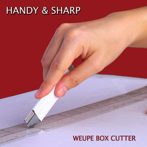 Retractable Box Cutter, 12-Pack Metal Tap Knife Made in USA, Razor Blade Cardboard Opener, Lightweight Handy Utility Knife for Packages, Letters, ...
