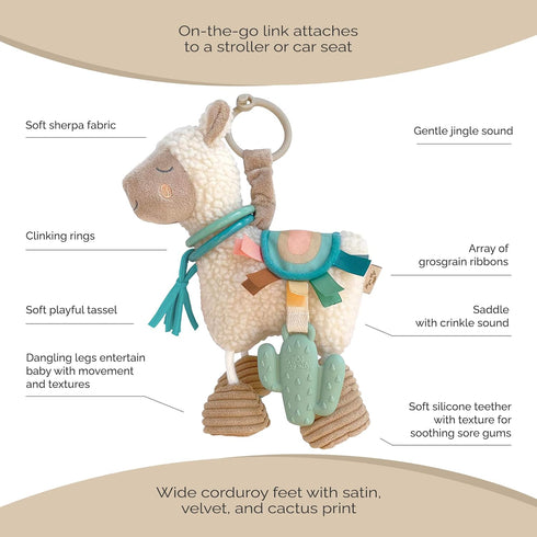 Itzy Ritzy Link & Love Toy for Stroller or Car Seat; Features Textured Ribbons, Crinkle Sounds, Clinking Rings & Silicone Teether; Designed For Ag...