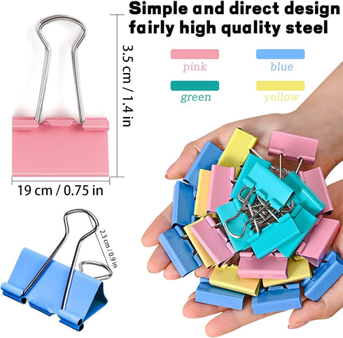 Colored Small Binder Clips 0.75 Inch(100 Pack), Small Binder Clips Micro Clips Paper Clamps for Office and Home Supplies...