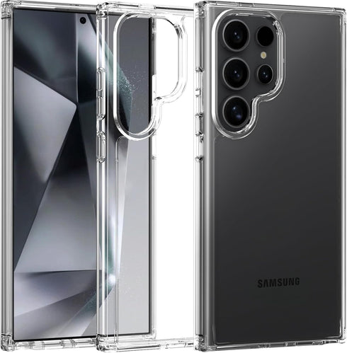 Cover for Samsung Galaxy S24 Ultra Case, Non-Yellowing Hard PC Back, Slim Thin Soft Edge Shockproof Phone Case Accessories for S24 Ultra, Clear...