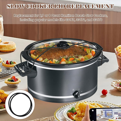 (2 Pack) IWIWE Lid Latch Strap Rubber Band 6,7,8 Quart Compatible with Hamilton Beach Crock Pot Slow Cooker WHT Reliable Silicone Reusable Univers...