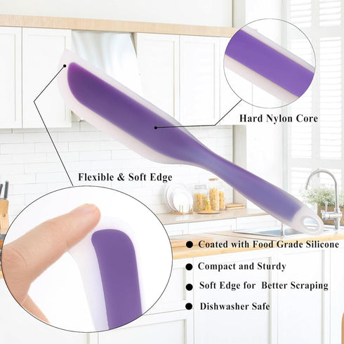 Nonstick Silicone Knife Shaped Flexible Kitchen Spatula Scraper Turner,Kitchen Cooking Utensils With Nylon Core (Purple)...