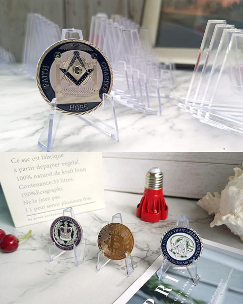 50 Packs Card Display Stand, Mini Clear Acrylic Easel Stands 2.25 Inch Coin Display Stand for Baseball Sports Trading Cards Medals Pockets Watches...