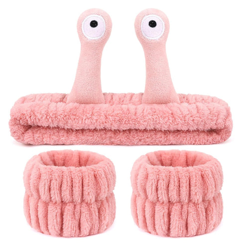 3 Pieces Snail Spa Headband and Wristband Set Makeup Headbands for Washing Face Skincare Headbands with Face Wash Wristbands Cute Head Bands for S...