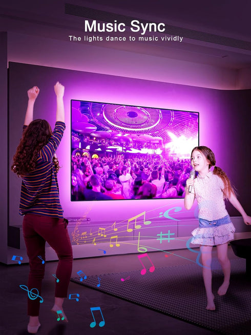 GIPOYENT TV Light Strip, Music Sync LED TV Backlight, for 32-50 Inch TV, LED TV Light with Bluetooth Function - RGB Color Changing Light Strip for...