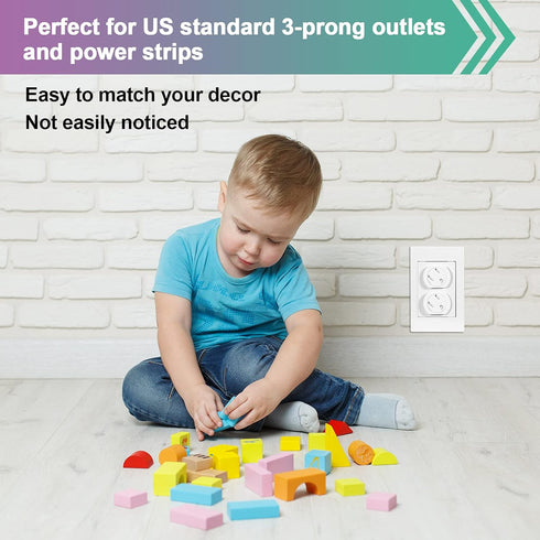 Outlet Covers (28 Pack) Self-Closing Child Proof Socket Covers 3-Prong Swivel Outlet Plug Covers Upgraded Adhesive Installation Comes with Extra S...