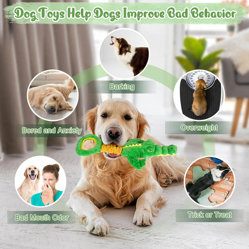 Large Dog Toys, Plush Squeaky Dog Toy with Crinkle Paper and Tug of War Handle, Interactive Puppy Toys for Small, Medium and Large Dogs...