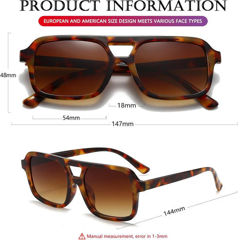 AIEYEZO Retro Square Sunglasses for Women Men Trendy Rectangle Aviator Sun Glasses Vintage 70s Shades...