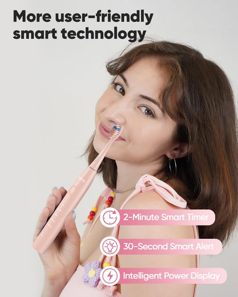 MySmile DY156 Electric Toothbrush for Adults, Rechargeable Sonic Battery Toothbrush Portable with 3 Brush Heads, 2 Mins 5 Modes Smart Timer, 45000...