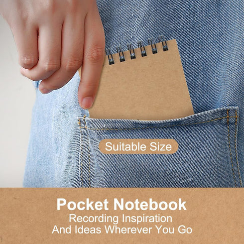 5 Pack Small Spiral Notebooks,3x5 Mini Pocket Notepad,Kraft Brown Memo Pad,75 Sheets/150 Pages little Note Pads for Home Work School Office Lined ...