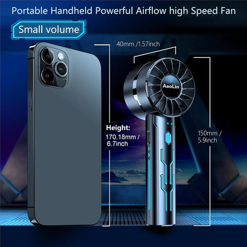 Portable High Speed Mini Handheld Fan, USB Rechargeable Neck Personal Mini Fan(7000 RPM high speed motor,Lasts 4-16 Hours) 4-speed powerful Wind F...