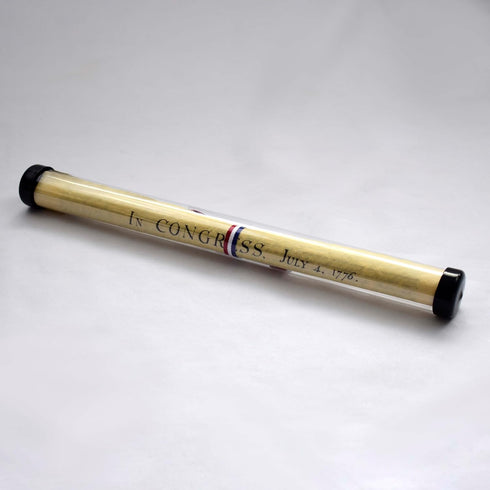 The Declaration of Independence, Authentic Replica Printed on Antiqued Genuine Parchment. 14" X 16", Ships in Plastic Collector's Tube with Ribbon...