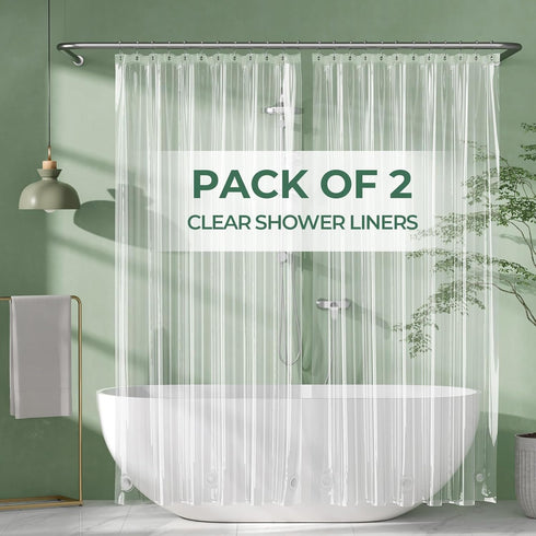 AmazerBath Shower Curtain Liner 2 Pack, 72 x 72 Inches PEVA Plastic Shower Liner with 3 Weighted Stones and 12 Rustproof Metal Grommet, Standard S...