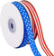 2 Rolls 50 Yards Patriotic Grosgrain Ribbon 3/8 Inch, Red White and Blue Ribbon Stars and Stripes Ribbon for Gift Wrapping Memorial Day 4th of Jul...