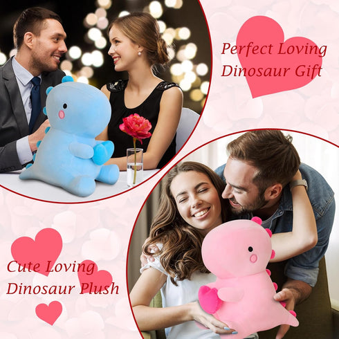 SQEQE Dinosaur Stuffed Animal, Loving Soft Dino Plush Toys with Holding Heart for Valentine Day, Sweet Romantic Anniversary Birthday Gift for Her ...