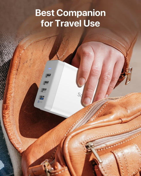 SooPii 40W USB Charging Station,4 Port USB Charger Station with One Port QC 3.0 for Multiple Devices,4 Mixed Charging Cables Included,Compatible w...
