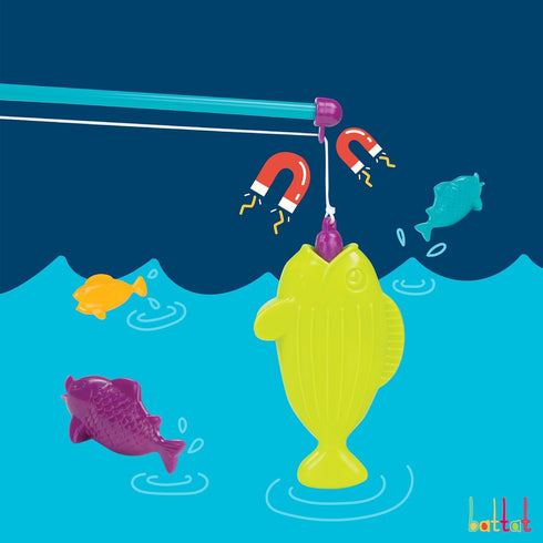 Battat – Play Rod & Reel – Wind-Up Magnetic Lure – 2 Rods & 4 Colorful Fish – Beach & Water Toys – 3 Years + – Magnetic Fishing Set...