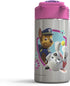 Zak Designs Paw Patrol Skye - Stainless Steel Water Bottle with One Hand Operation Action Lid and Built-in Carrying Loop, Straw Spout is Perfect f...
