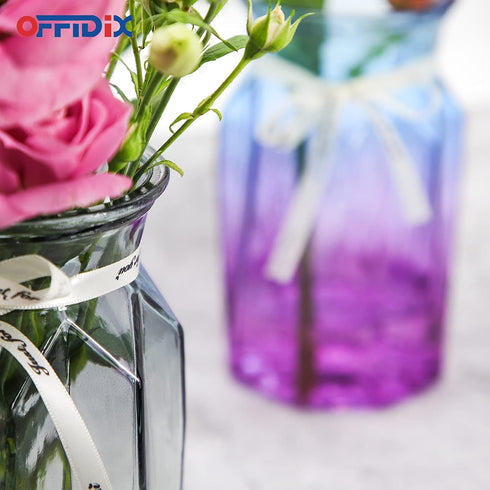 OFFIDIX Glass Vase, Geometric Faceted Design Flower Vase for Weddings, Events, Decorating, Arrangements, Office, or Home Decor...