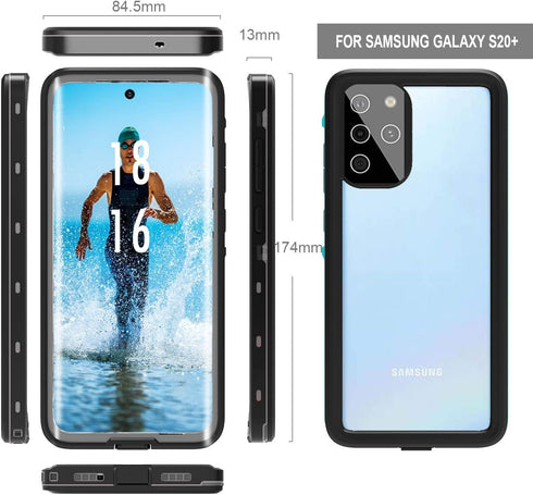for Samsung Galaxy S20+ Plus Waterproof Case, Shockproof Full Body Case, Water Resistant Dustproof Dropproof Dirtproof Cover for Samsung Galaxy S2...