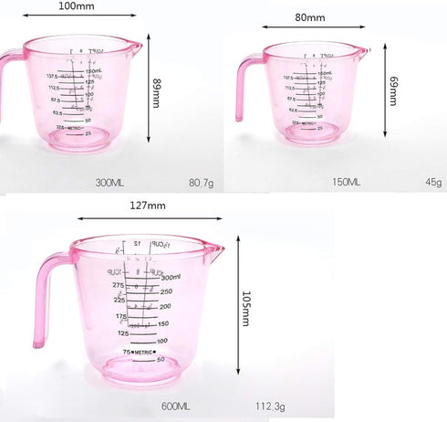 Plastic Measuring Cup Set, Kitchen Cooking and Baking Seasoning Liquid Measuring Cup, Multiple Scale Identification, with Handle and Triangle Mout...