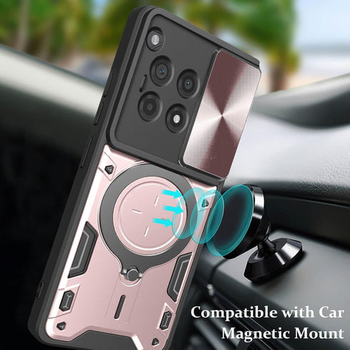 for OnePlus 12R Case,Kickstand Metal Ring Holder for OnePlus 12R Phone Case,Camera Lens Protector,Slim Full Protection Shockproof Cover for Women ...