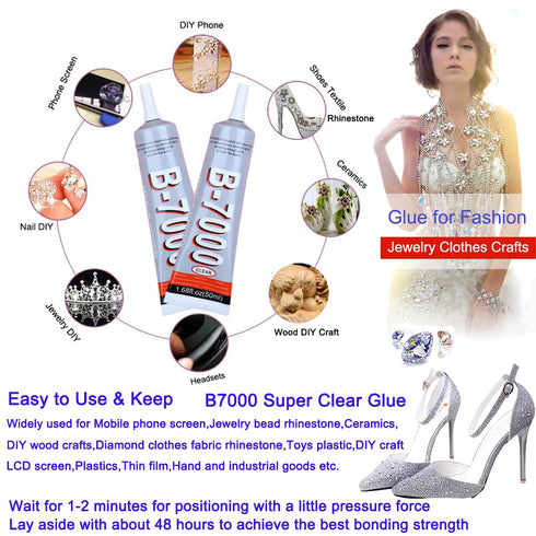 2Pcs/Bulk Clear Glue B7000 T7000 Black Glue 50ML for Cell Phones Repair Rhinestones Jewelry Glass Screen Electronic Component Clothes Fabric Texti...