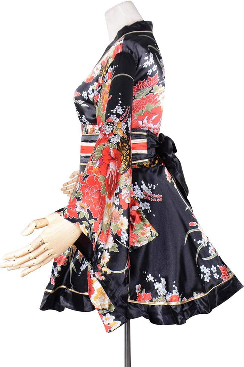 HongH Kimono Bathrobe Costume Japanese Traditional Cosplay Women's Sexy Sakura Pattern High Split Long Kimono...