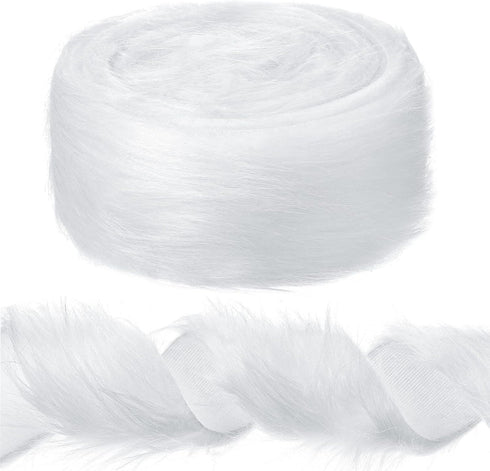 Tatuo Christmas Faux Fur Ribbon Trim Faux Fur Fabric Roll Winter Holiday Garland Ornament for Christmas Tree Wreath Bows Clothing Party Supplies(2...