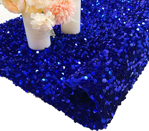 Royal Blue Sequin Fabric by The Yard Velvet Fabric 1 Yard Glitter Sequin Velvet Fabric with Embroideried Sequins Decoratived Fabric for Wedding Bi...