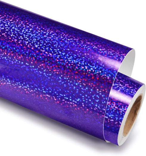 GIRAFVINYL Purple Holographic Vinyl Permanent, Purple Glitter Permanent Vinyl for DIY Helloweed Decorations, Signs, Home, and Car Decorations,12" ...