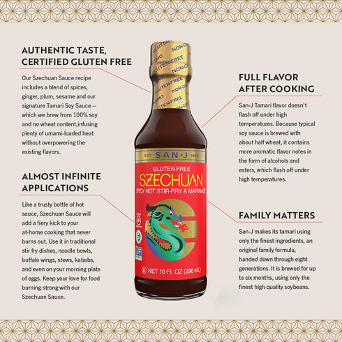 San-J - Spicy Gluten Free Szechuan Sauce - Non-GMO - 10 oz. Bottles - 2 pack...