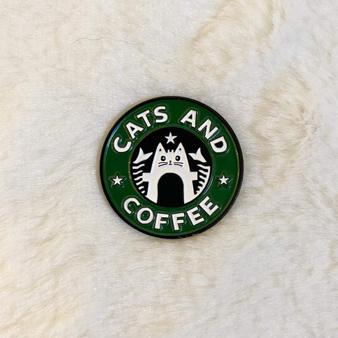 Handmade Cats and Coffee Enamel Pin Brooch Badge - Lapel Pin - Deluxe Gift Decoration...