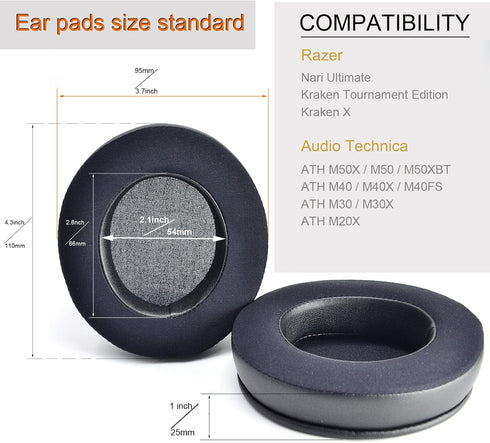 Nari Cooling-Gel Ear pads defean Ear Cushion Foam Replacement Earpad Compatible with Razer Nari/Nari Ultimate/Nari Essential/Kraken Tournament Edi...