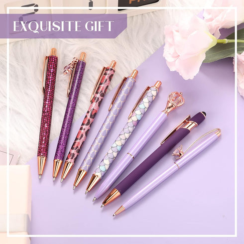 16 Pcs Ballpoint Pens Set Metal Crystal Diamond Pen Glitter Pens for Journaling Pretty Cute Pens Black Ink Retractable Fancy Pens Gifts for Women ...